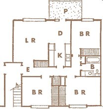 3 BR, 1.5 BA 29-H floor plan